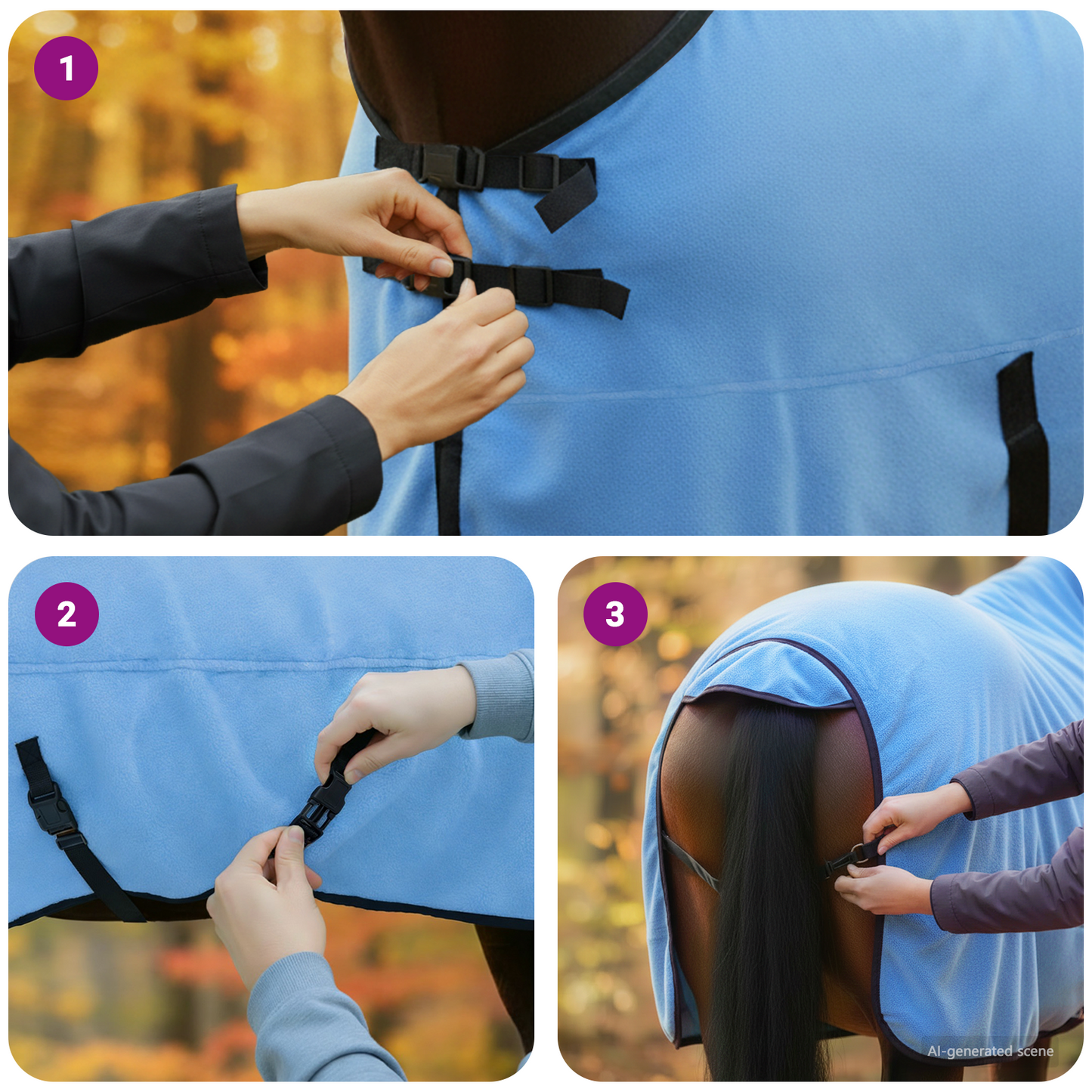 Horse Blanket Full Aqua 165 cm Polyester