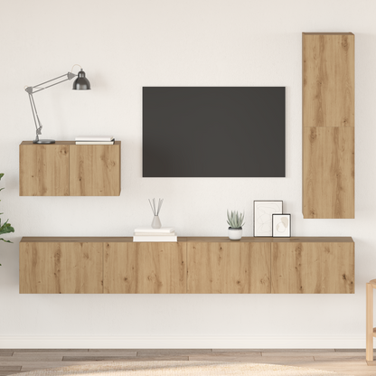 TV Cabinet Set with Drawer 4 pcs Artisan Oak Engineered Wood