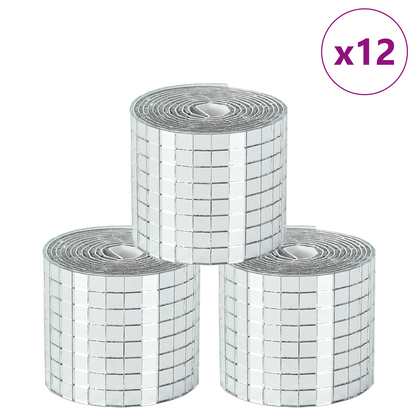 Mirror Mosaic Tile Geometric 12 pcs Silver 100 x 4 cm Glass
