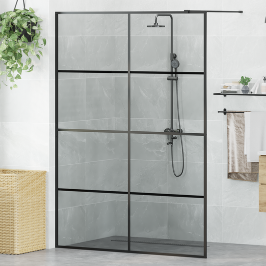 Walk-in Shower Wall Black 140 x 195 cm Tempered Glass