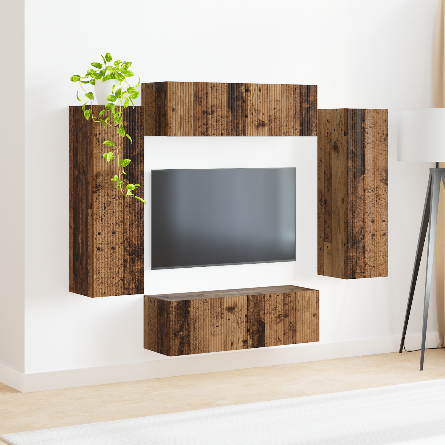 TV Wall Cabinet Set 4 pcs 29.5 x 31 x 100 cm Old Wood