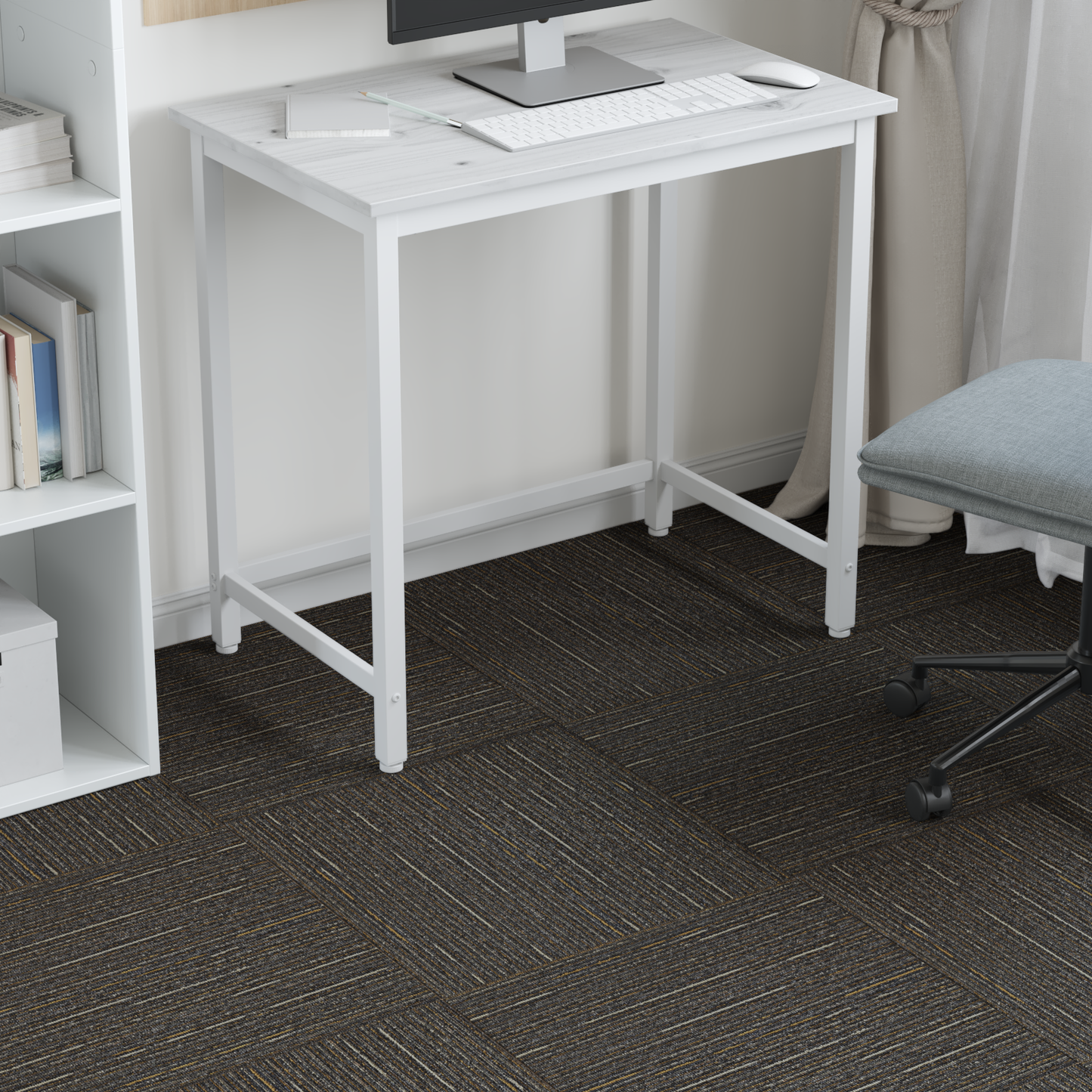 Carpet Tile Striped Light Brown 50 x 50 cm 36 pcs