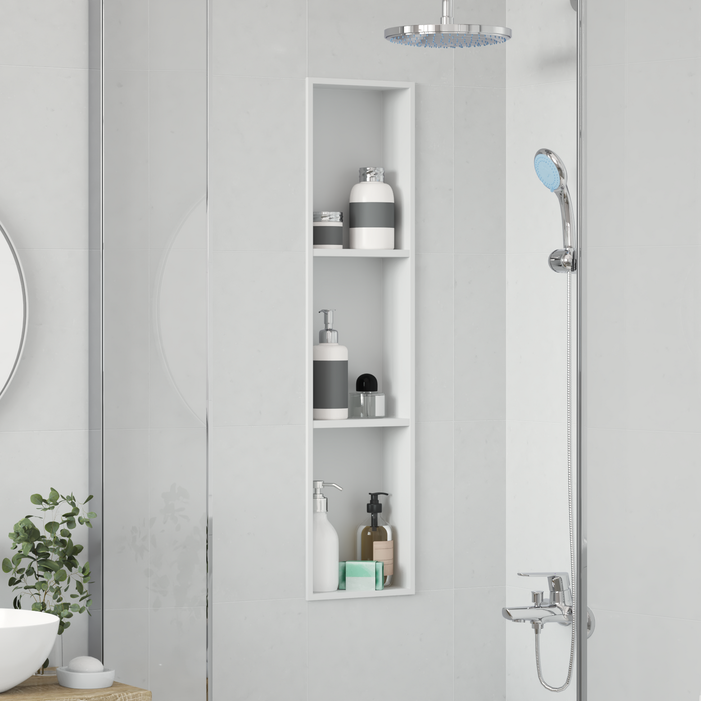Shower Niche White 90 x 20 x 9.5 cm Stainless Steel