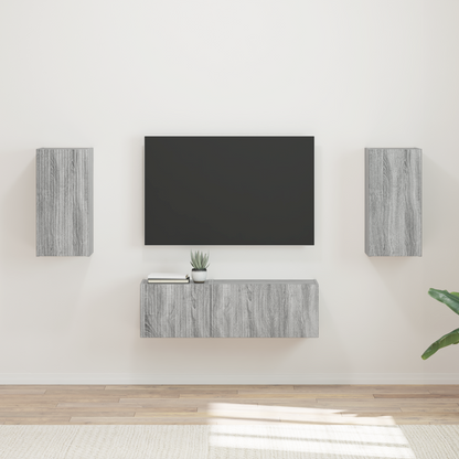 TV Wall Cabinet Set 4 pcs Grey Sonoma Engineered Wood