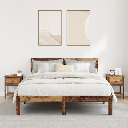Bedside Table 2 pcs Old Wood 34 x 35.5 x 45 cm Engineered Wood