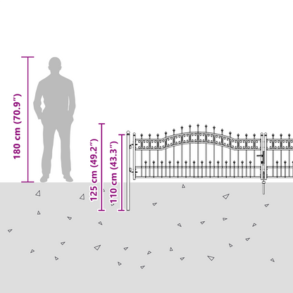 Fence Gate with Spear Top KAMPEN 404 x 75 cm Steel Grey
