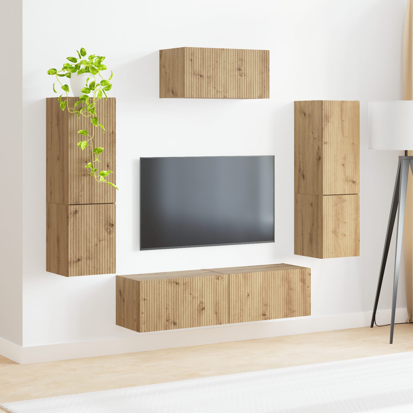 TV Cabinet Set Wall-mounted 4 pcs Artisan Oak Engineered Wood