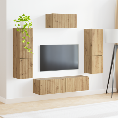 TV Cabinet Set Wall-mounted 4 pcs Artisan Oak Engineered Wood