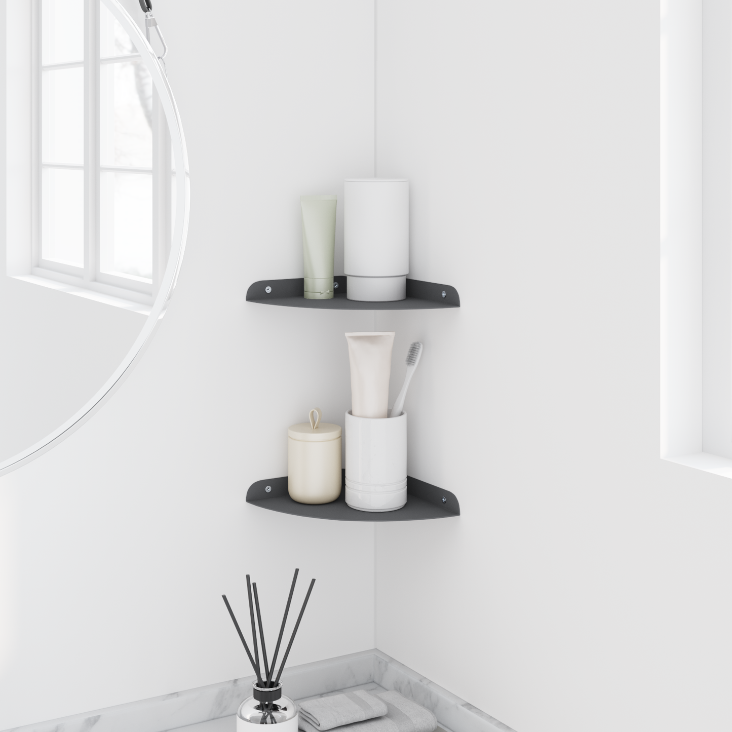 Floating Shelf with Shelf 2 pcs Anthracite 18 x 18 x 2 cm