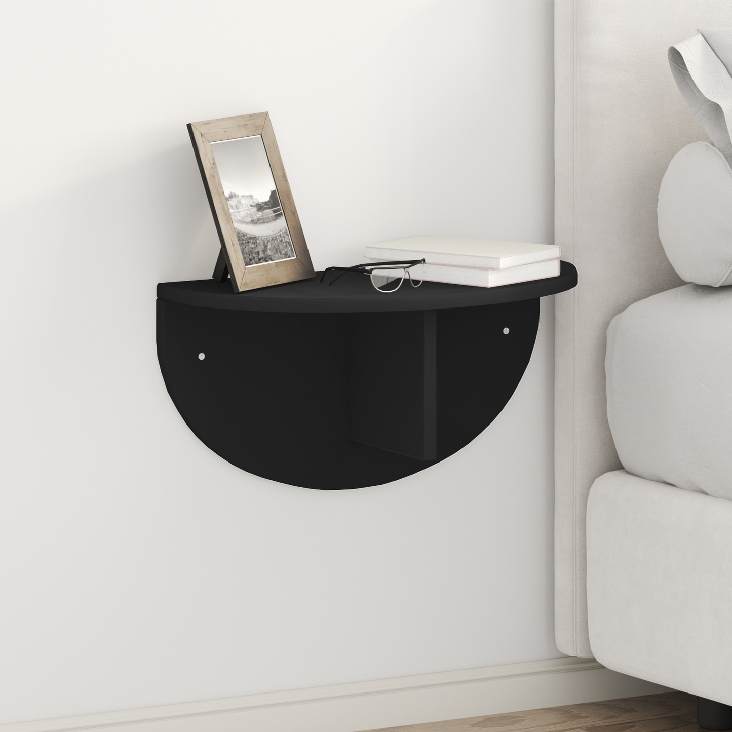 Wall Shelf Wall-mounted Black 48 x 24 x 24 cm Engineered Wood