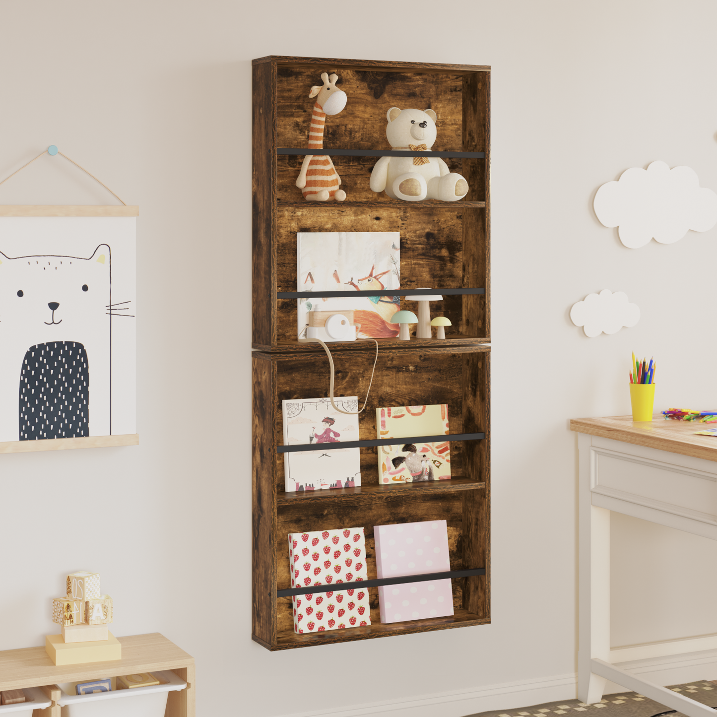 Magazine Rack 2 pcs Smoked Oak 60 x 12 x 70 cm Engineered Wood