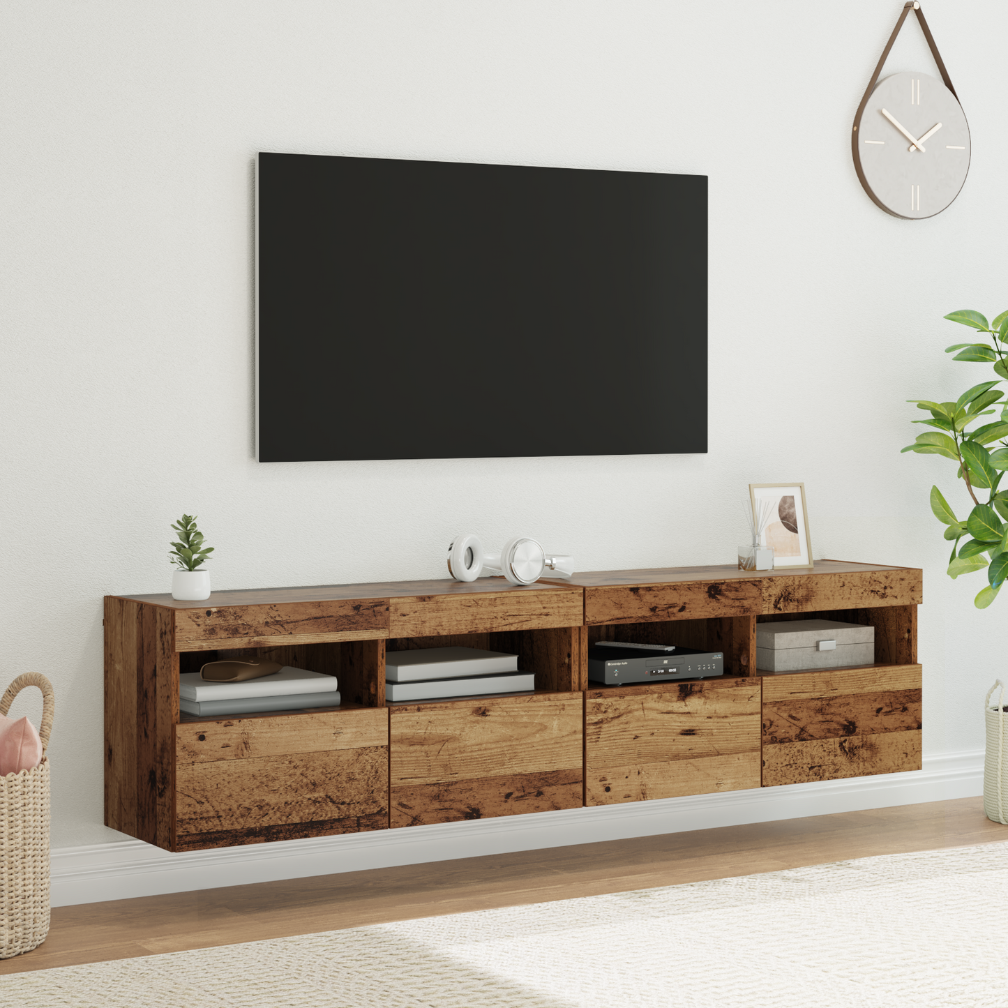 TV Wall Cabinets 2 pcs Old Wood 80 x 30 x 40 cm Engineered Wood