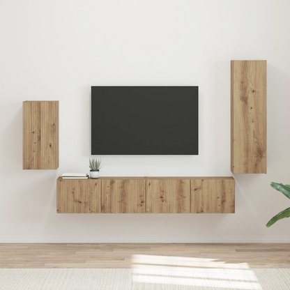 TV Cabinet Set Wall-mounted 4 pcs Artisan Oak Engineered Wood