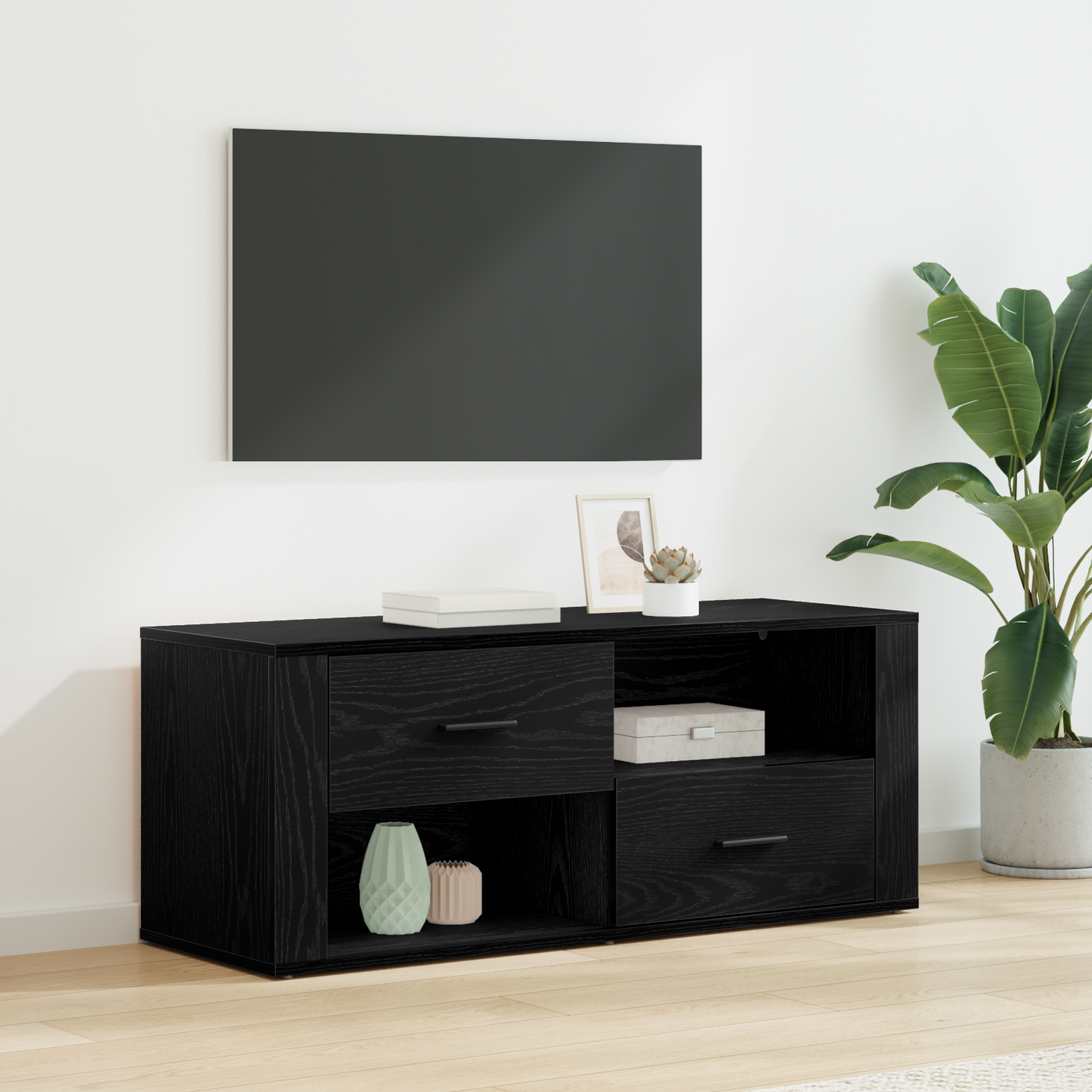 TV Cabinet Black Oak 100 x 35 x 40 cm Engineered Wood