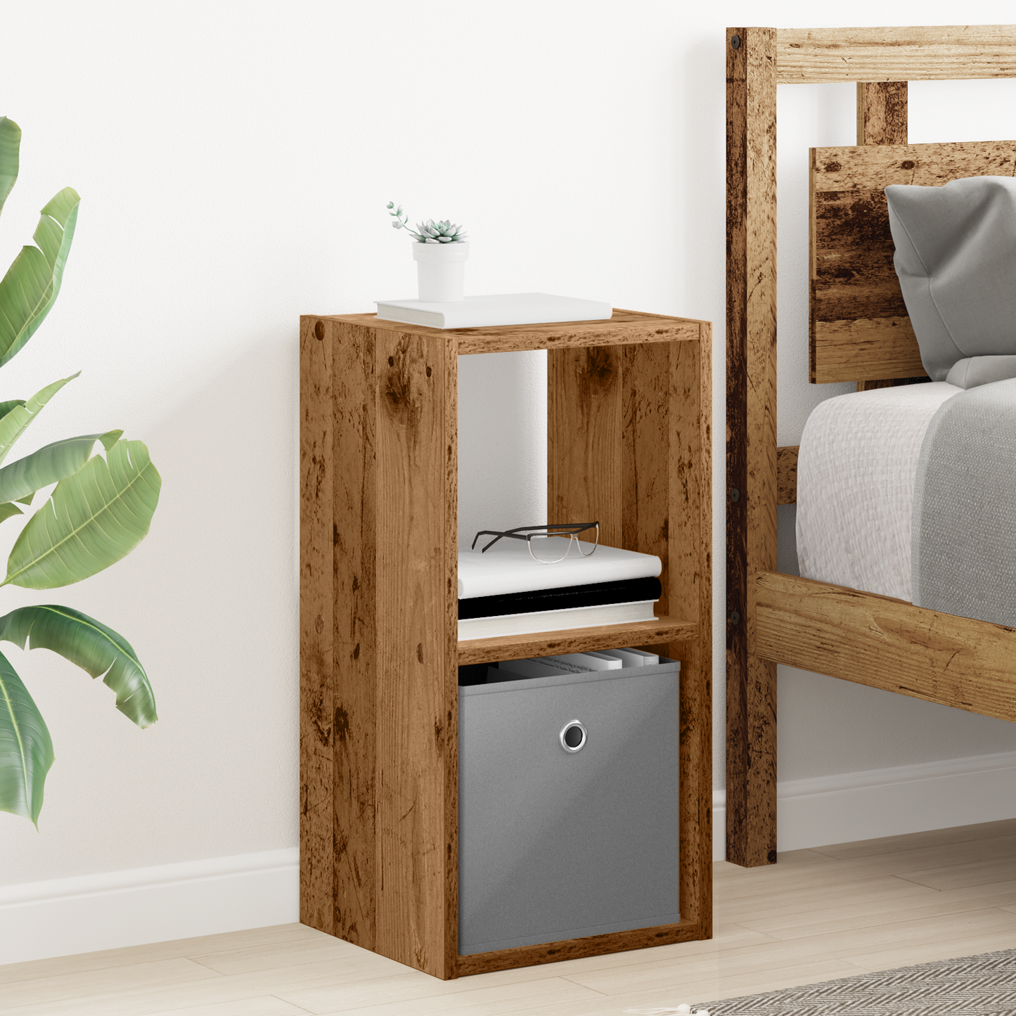 Bedside Table with Drawer 2 pcs Old Wood 30.5 x 27 x 59.5 cm