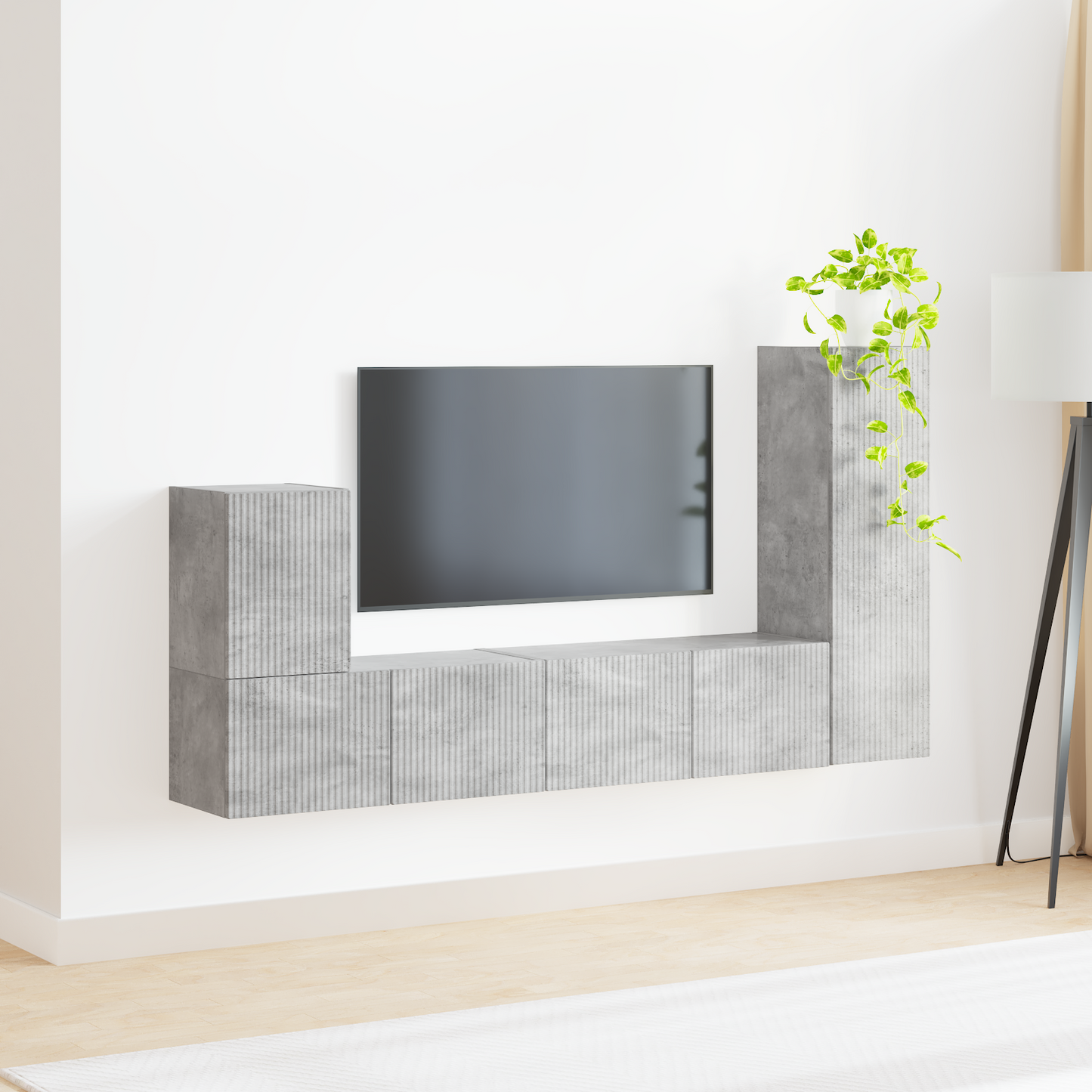 TV Cabinet Set Wall-mounted 3 pcs Concrete Grey Engineered Wood