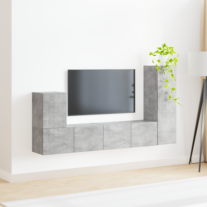 TV Cabinet Set Wall-mounted 3 pcs Concrete Grey Engineered Wood