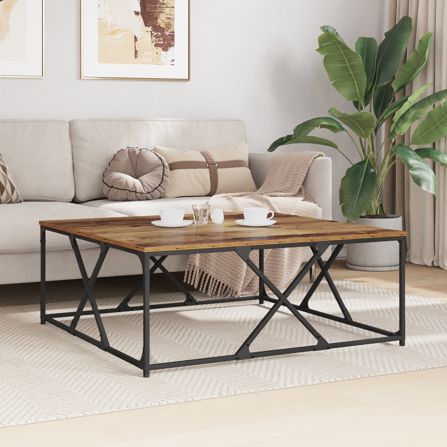 Coffee Table Old Wood 100 x 100 x 40 cm Engineered Wood