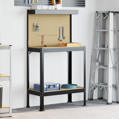 Workbench Black 81 x 41 x 145 cm Engineered Wood and Metal