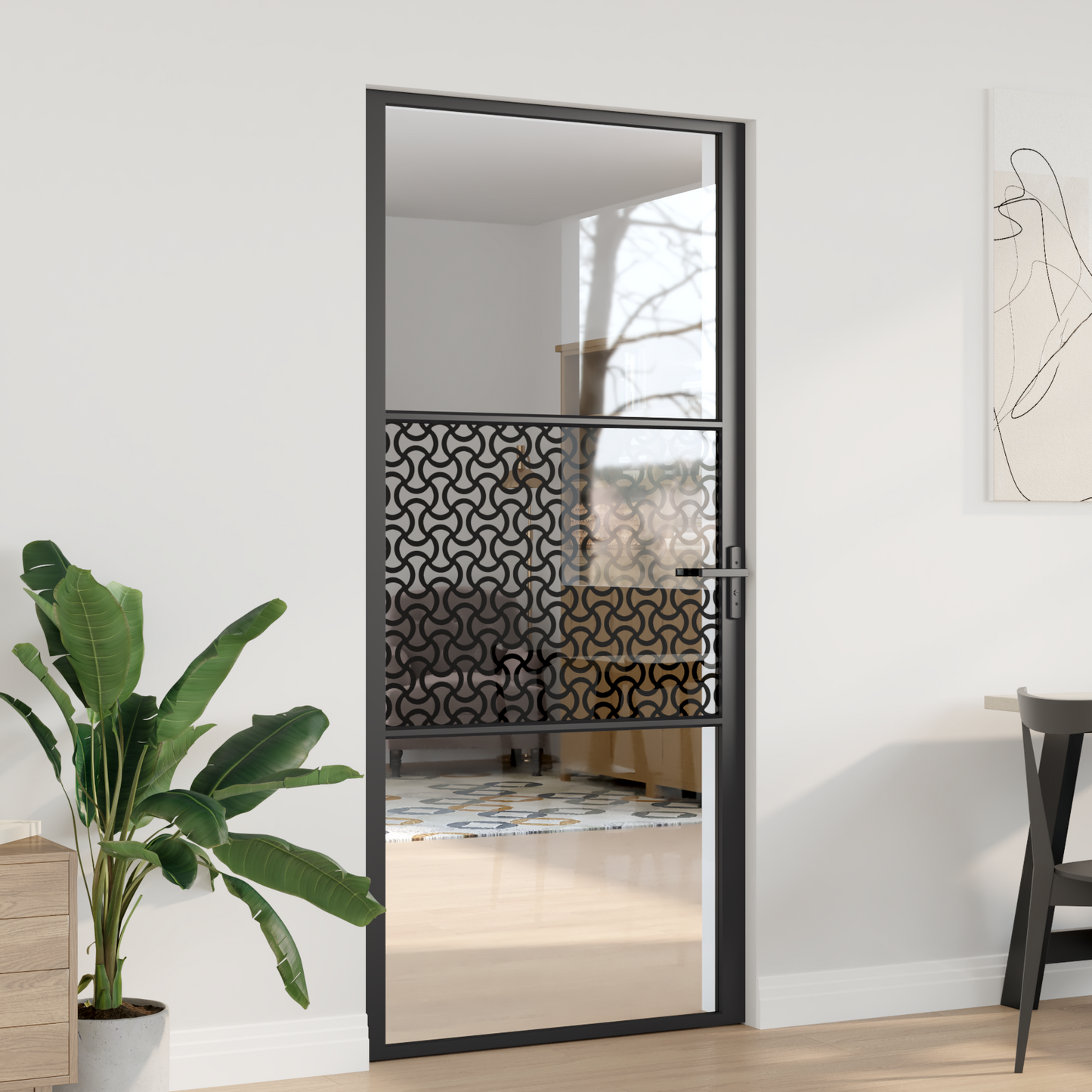 Glass Door Fretwork Black 93 x 3.5 x 201.5 cm Aluminium