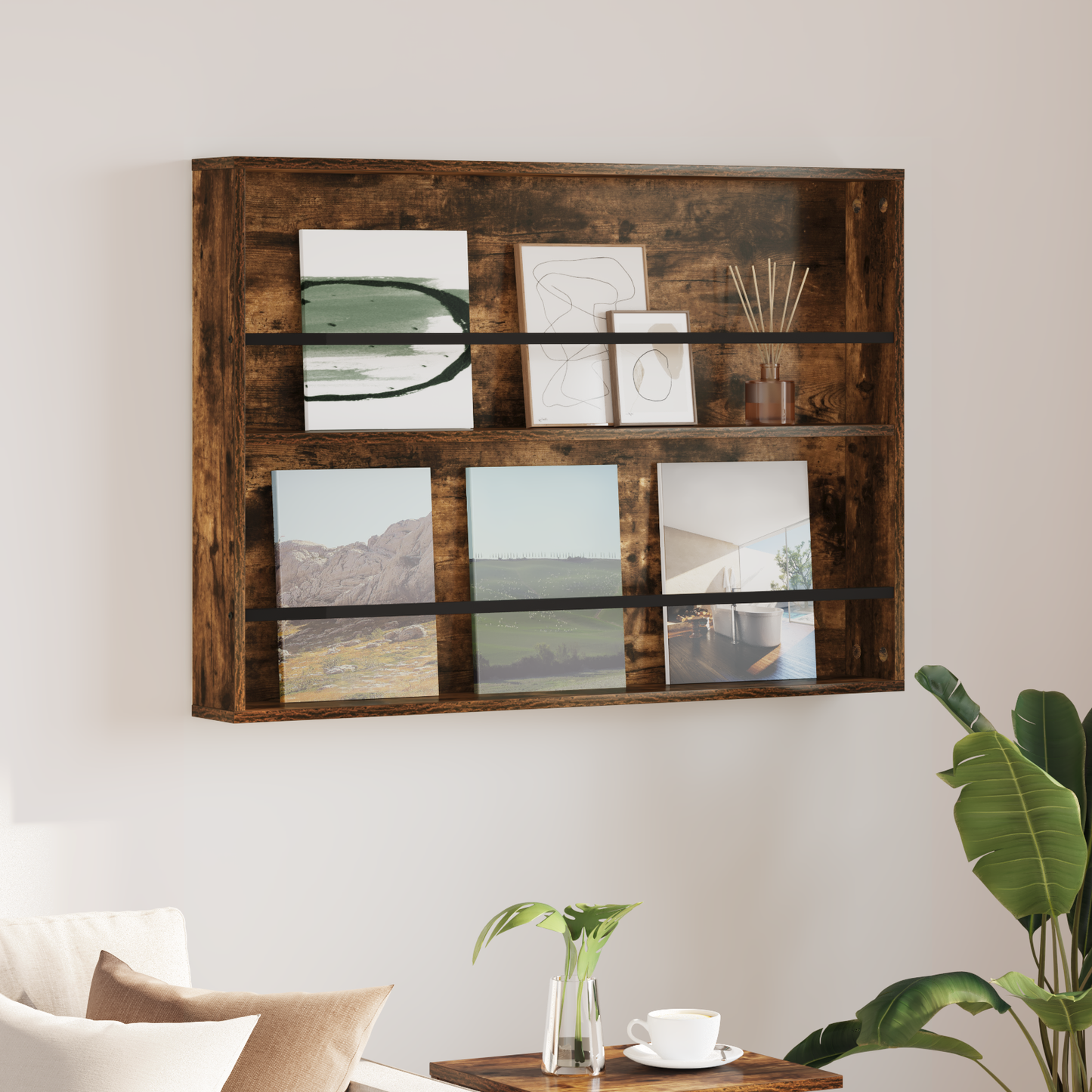 Magazine Rack Smoked Oak 100 x 12 x 70 cm Engineered Wood