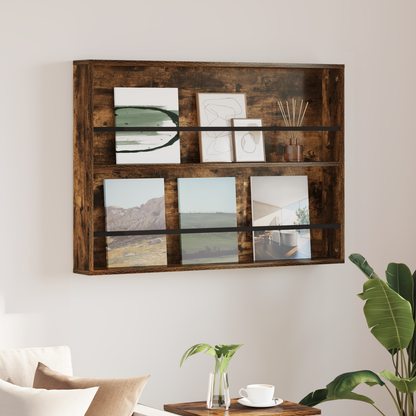 Magazine Rack Smoked Oak 100 x 12 x 70 cm Engineered Wood
