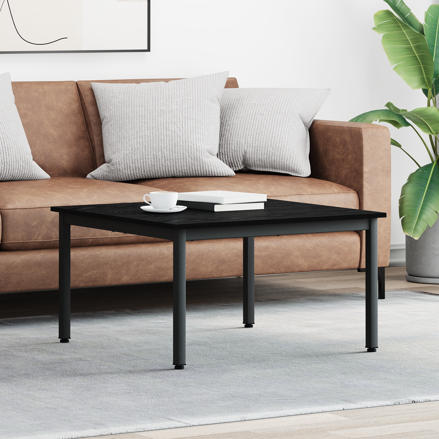 Coffee Table Black Oak 80 x 80 x 45 cm Engineered Wood