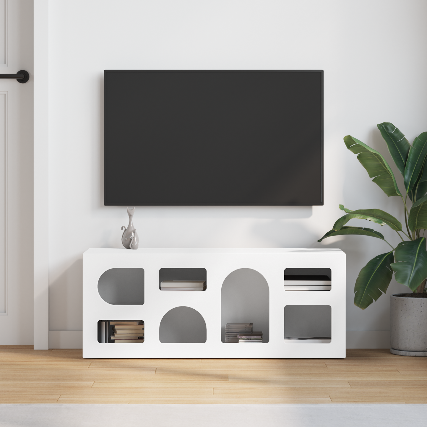 TV Cabinet ELST 100 x 35 x 40 cm White Engineered Wood