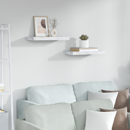 Wall Shelf 2 pcs White Marble 50 x 23.5 x 4 cm Engineered Wood