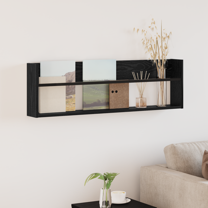 Magazine Rack Black Oak 100 x 12 x 30 cm Engineered Wood