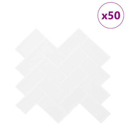 Herringbone Tile 50 pcs White 30 x 30 cm Polyurethane and PET