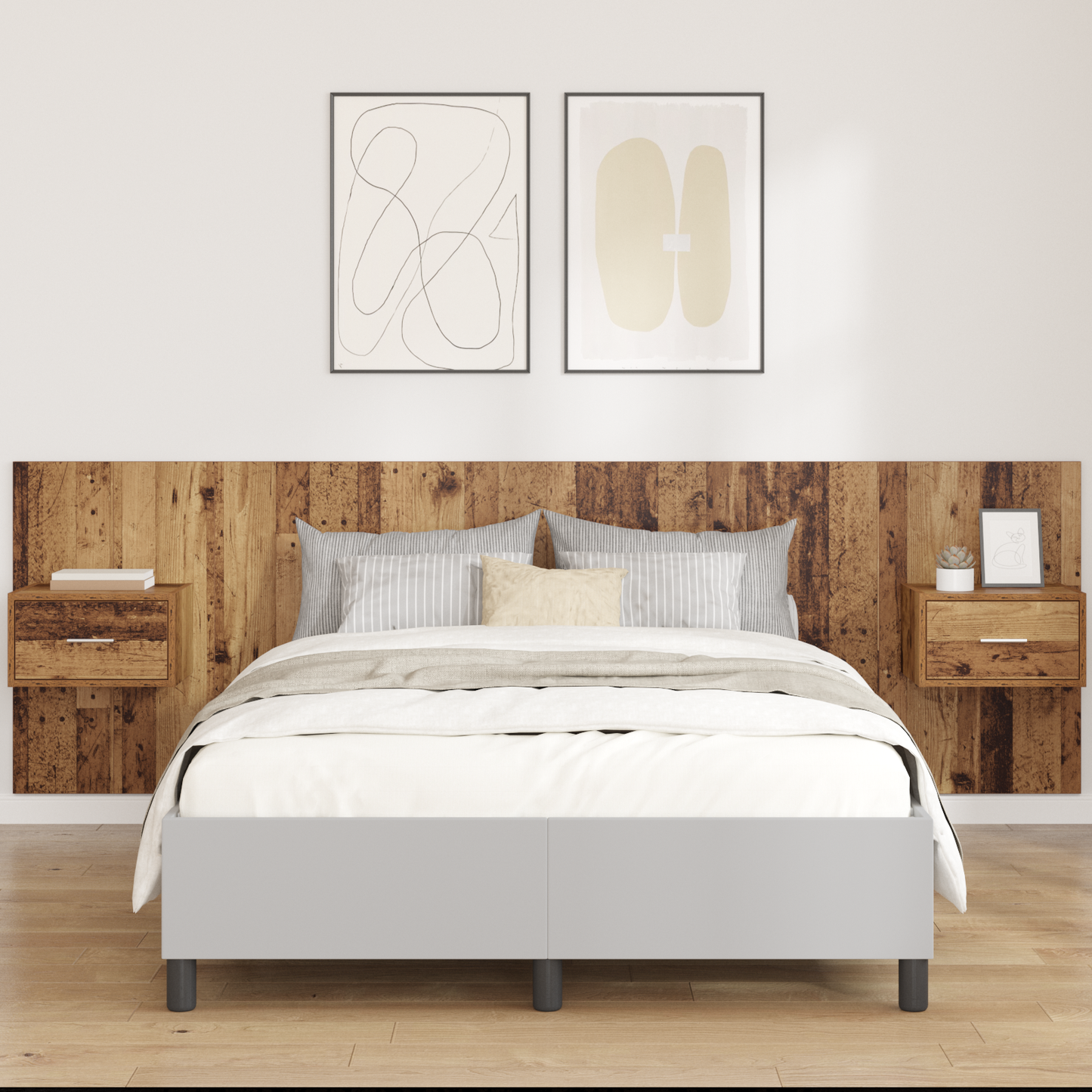 Headboard with Cabinet 3 pcs Old Wood Engineered Wood