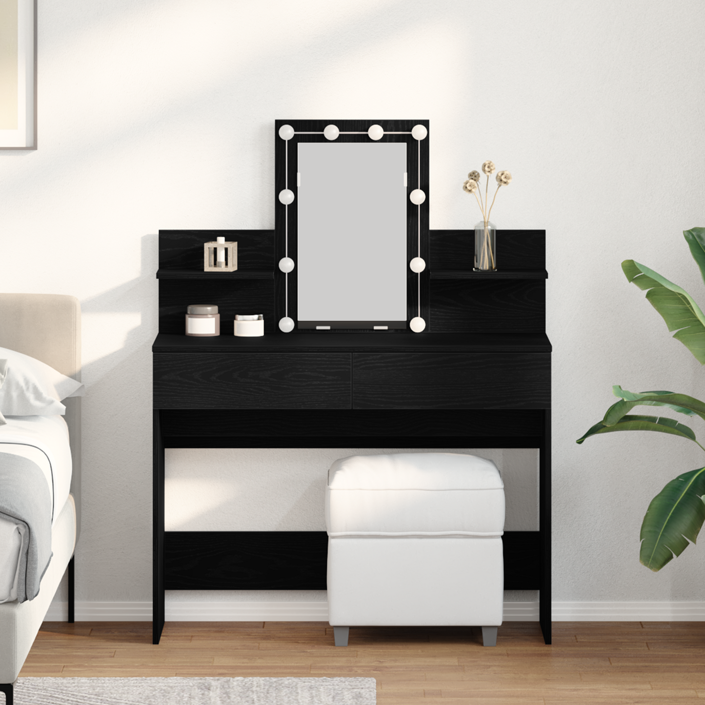 Dressing Table Black Oak 100 x 40 x 130 cm Engineered Wood