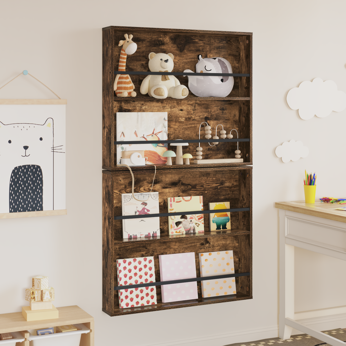 Magazine Rack 2 pcs Smoked Oak 80 x 12 x 70 cm Engineered Wood
