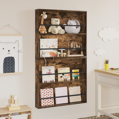 Magazine Rack 2 pcs Smoked Oak 80 x 12 x 70 cm Engineered Wood