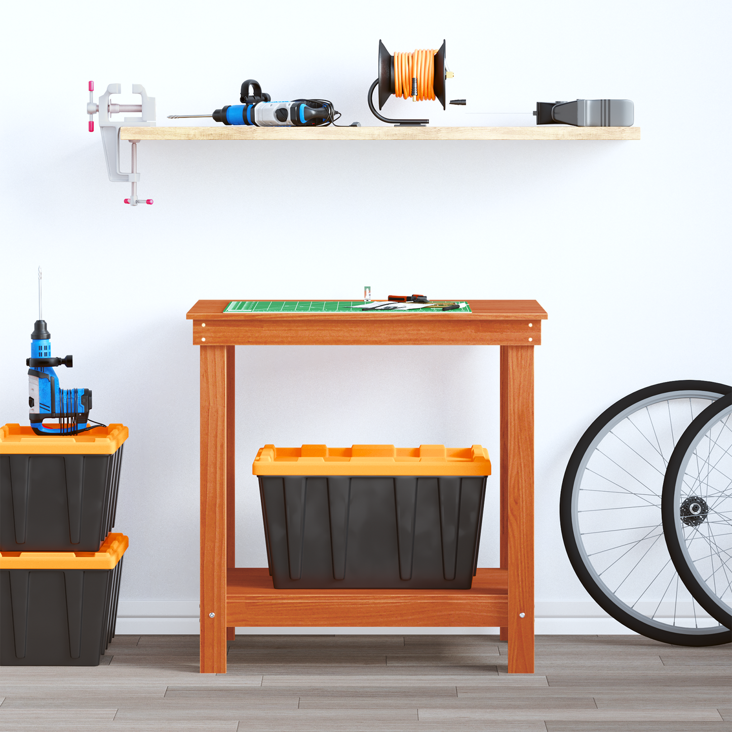 Work Bench with Shelf Wax Brown 80 x 50 x 80 cm Solid Pine Wood