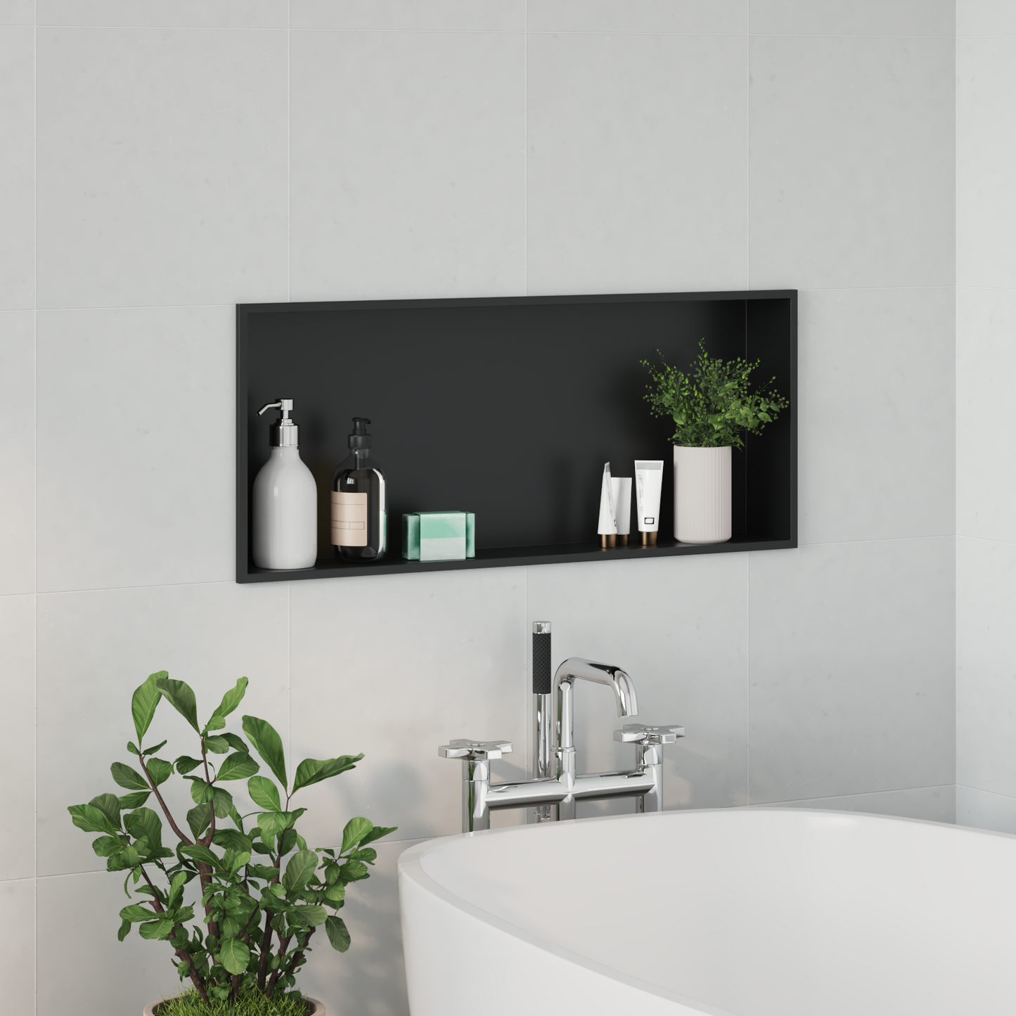 Shower Niche Black 75 x 30 x 9.5 cm Stainless Steel
