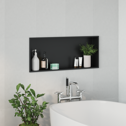 Shower Niche Black 75 x 30 x 9.5 cm Stainless Steel