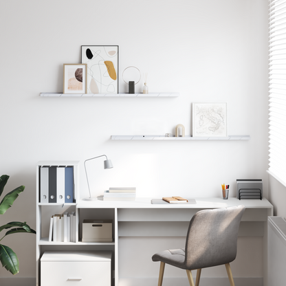 Wall Shelf 2 pcs White Marble 115 x 9 x 3 cm Engineered Wood