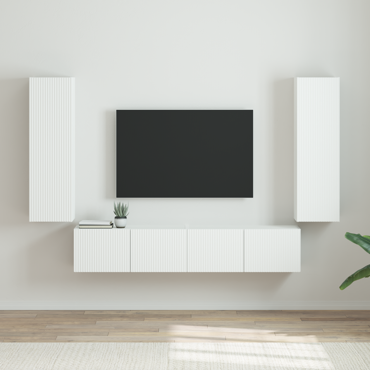 TV Wall Cabinet Wall-mounted 2 pcs Gloss White 30 x 31 x 100 cm