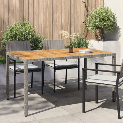 Garden Table Grey 150 x 90 x 75 cm Poly Rattan