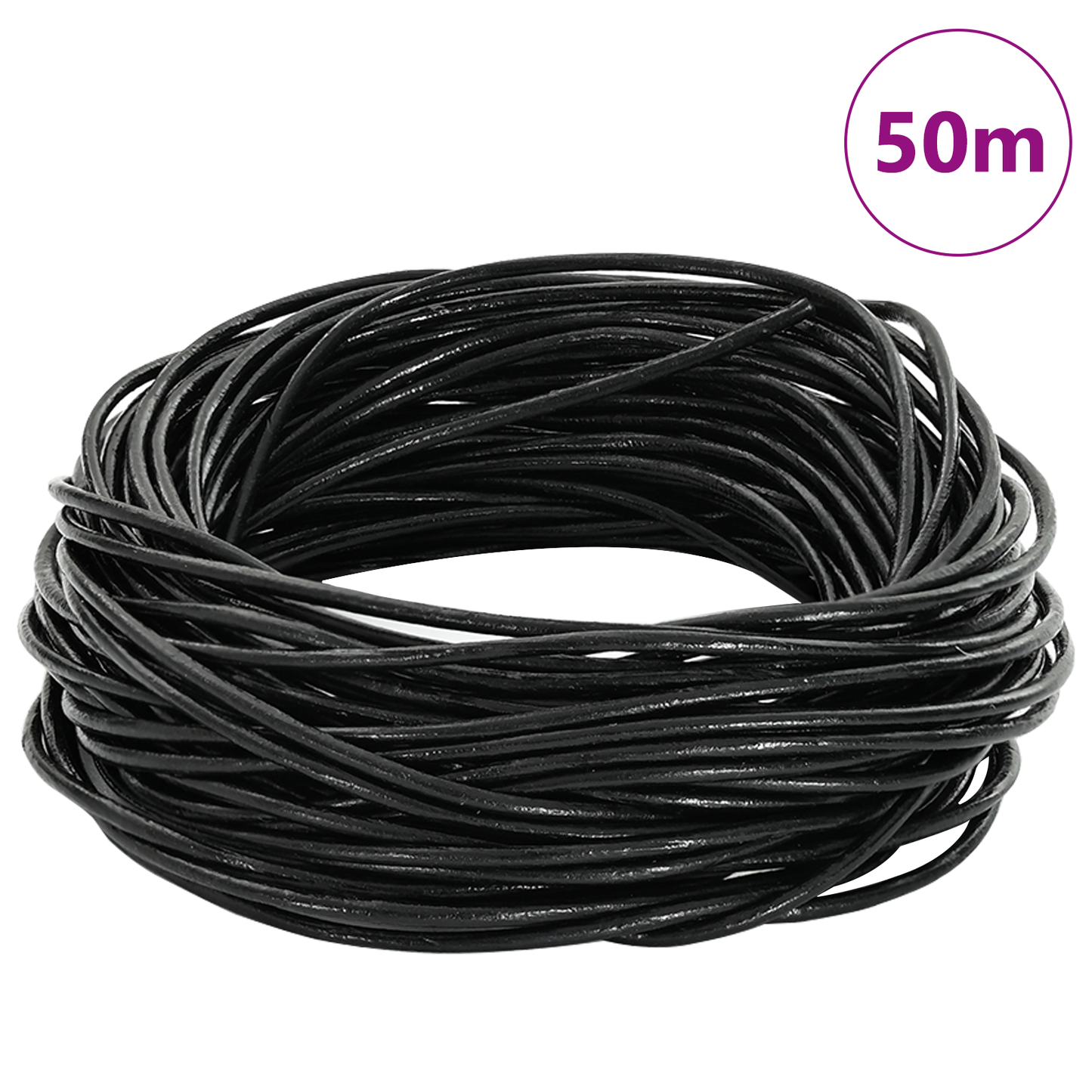 Leather Cord Black Ø2 mm x 50 m Leather