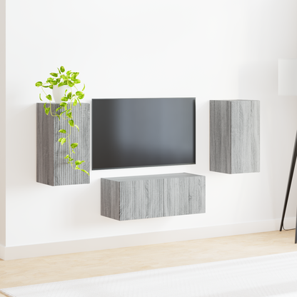TV Cabinet Set Wall-mounted 6 pcs Grey Sonoma Engineered Wood