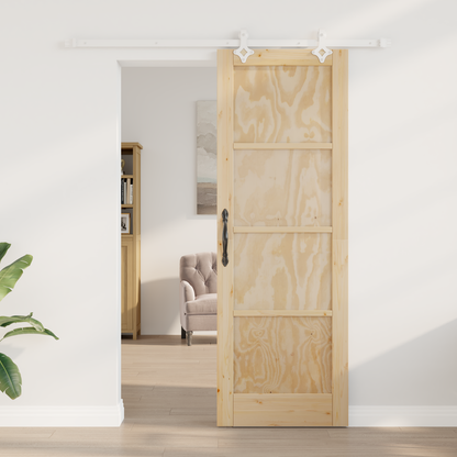 Sliding Door Natural and White 73.5 x 211 cm Solid Pine Wood