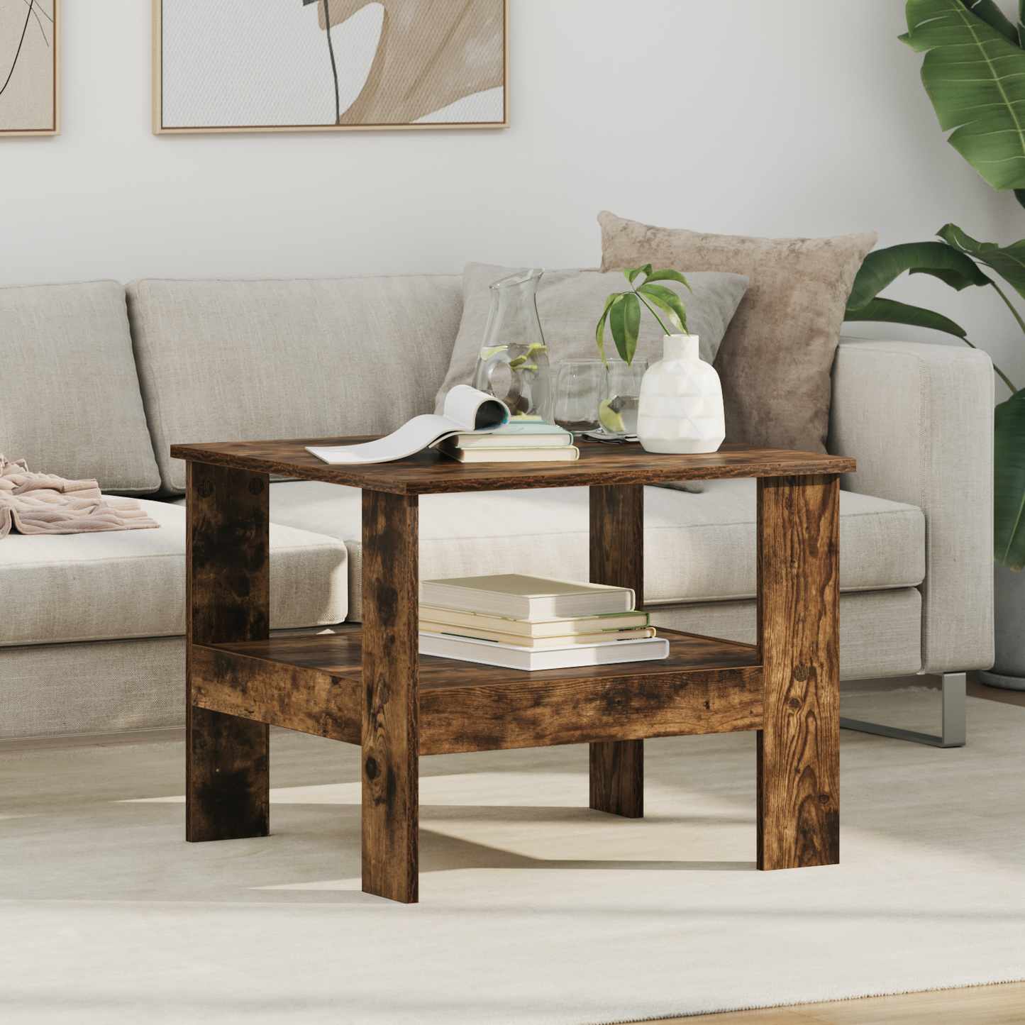 Coffee Table Smoked Oak 57 x 55 x 45 cm Engineered Wood