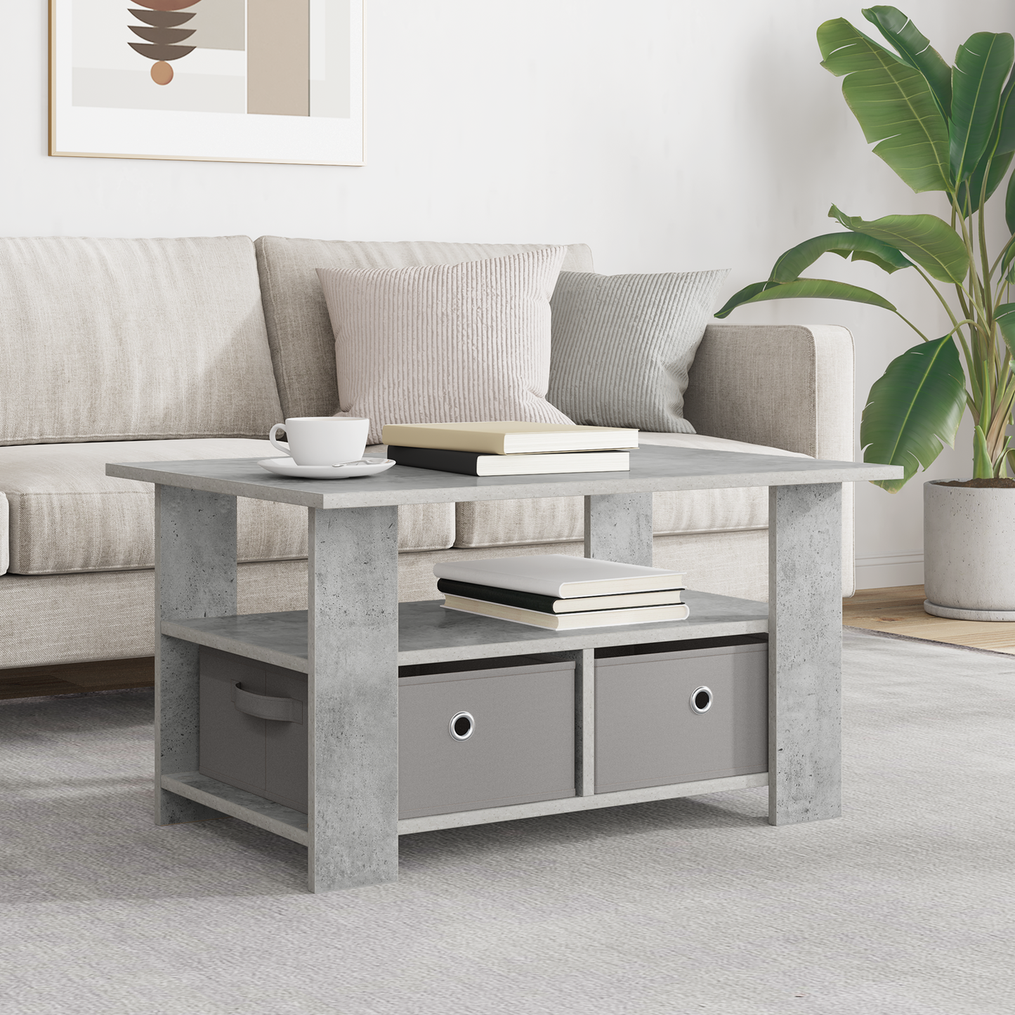 Coffee Table Concrete Grey 77 x 55 x 42 cm Engineered Wood