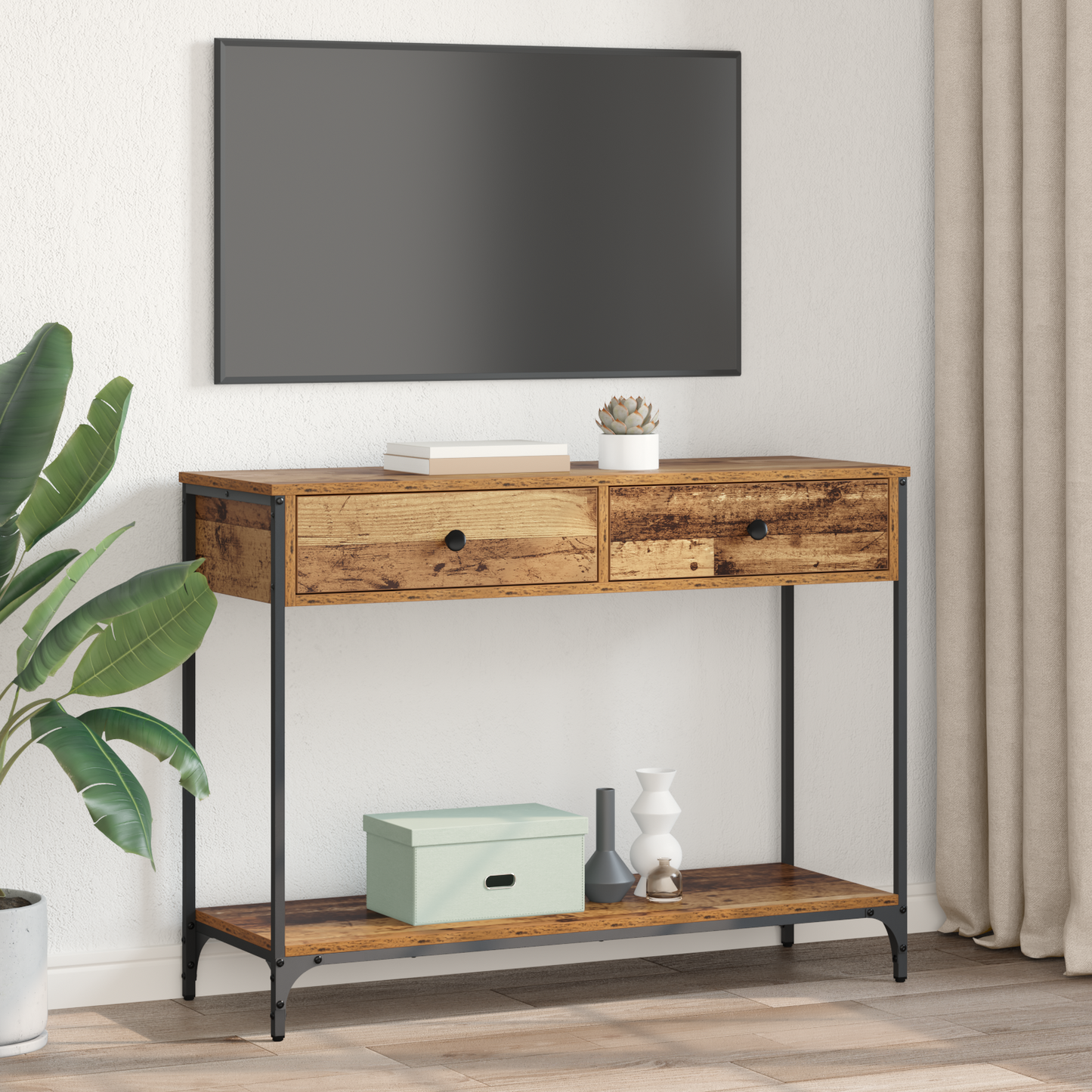 Console Table Old Wood 100 x 34.5 x 75 cm Engineered Wood
