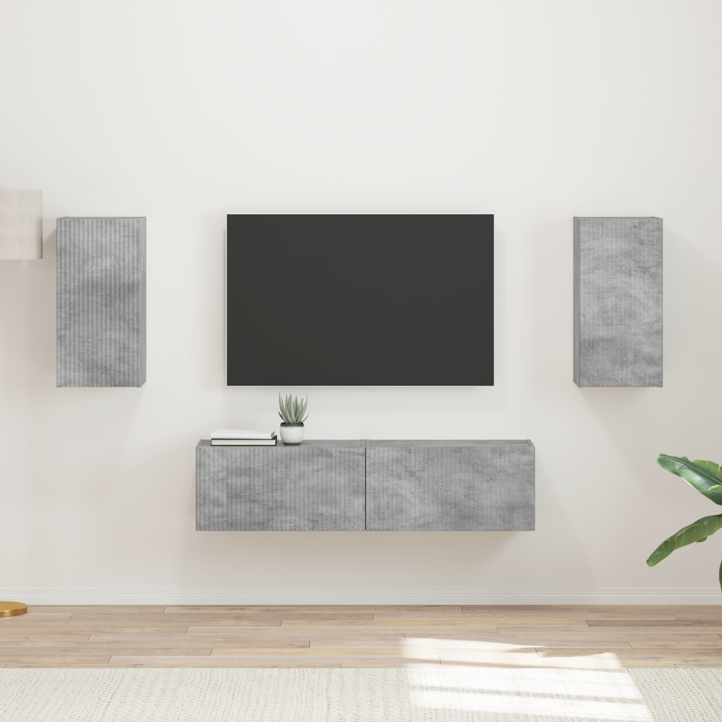 TV Cabinet Set 4 pcs Concrete Grey Engineered Wood