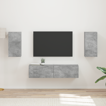 TV Cabinet Set 4 pcs Concrete Grey Engineered Wood