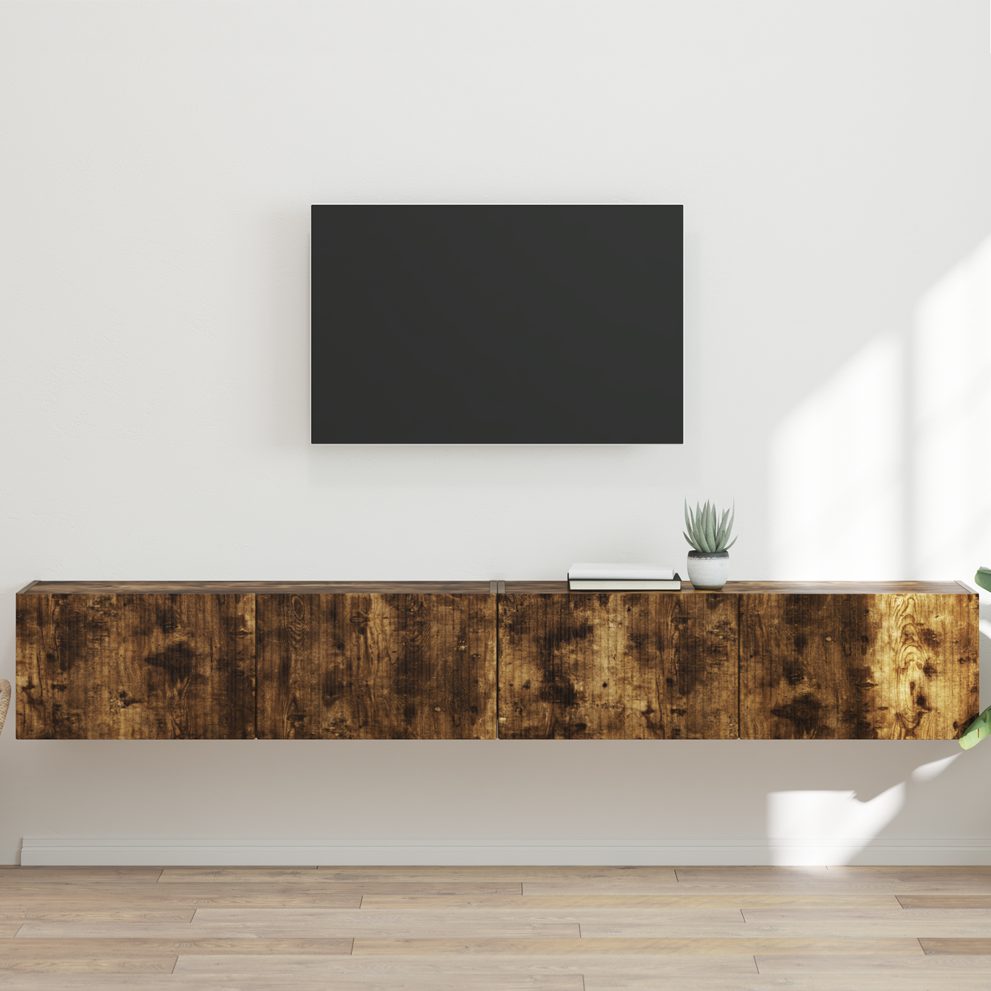 TV Wall Cabinet Wall-mounted 2 pcs Smoked Oak 98 x 31 x 29.5 cm